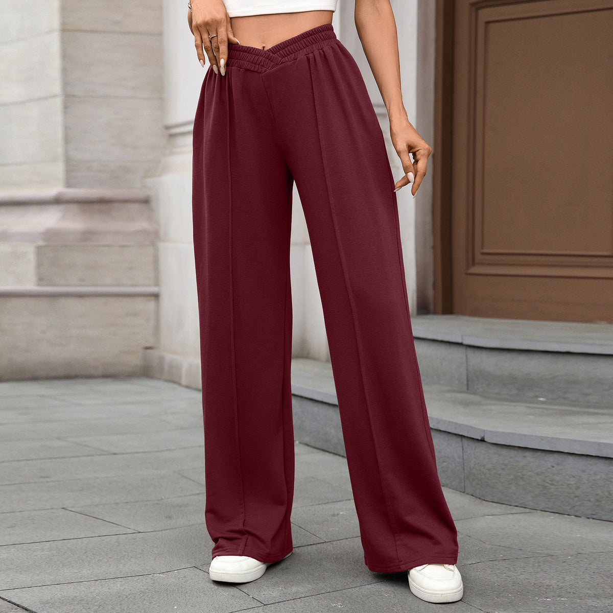 Women's Elastic Waist Wide Leg Pants Casual Loose Fit