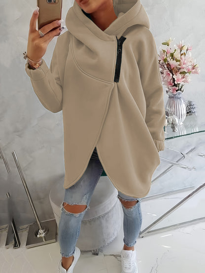 Women's Oversized Fleece Zip Hoodie Sweatshirt