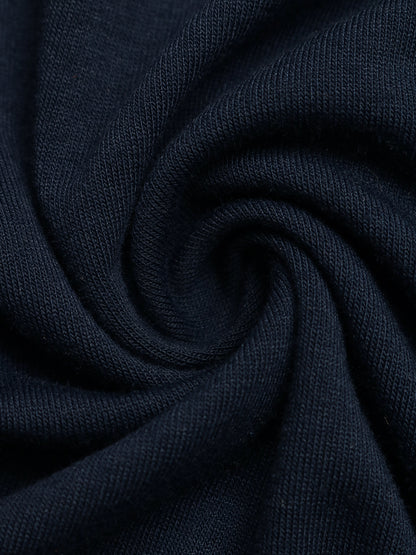 Navy Tee Striped Scarf Set Casual Short Sleeve Top