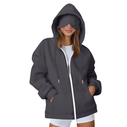 Oversized Zip Up Hoodie Women with Pockets