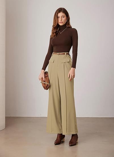 Women's High-Waist Wide-Leg Suit Pants – Elegant Business Trousers