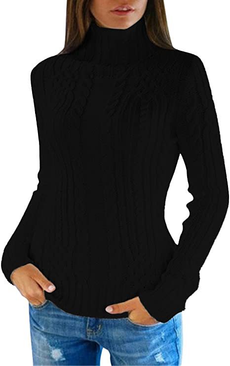 Women's Fitted Cable Knit Turtleneck Sweater
