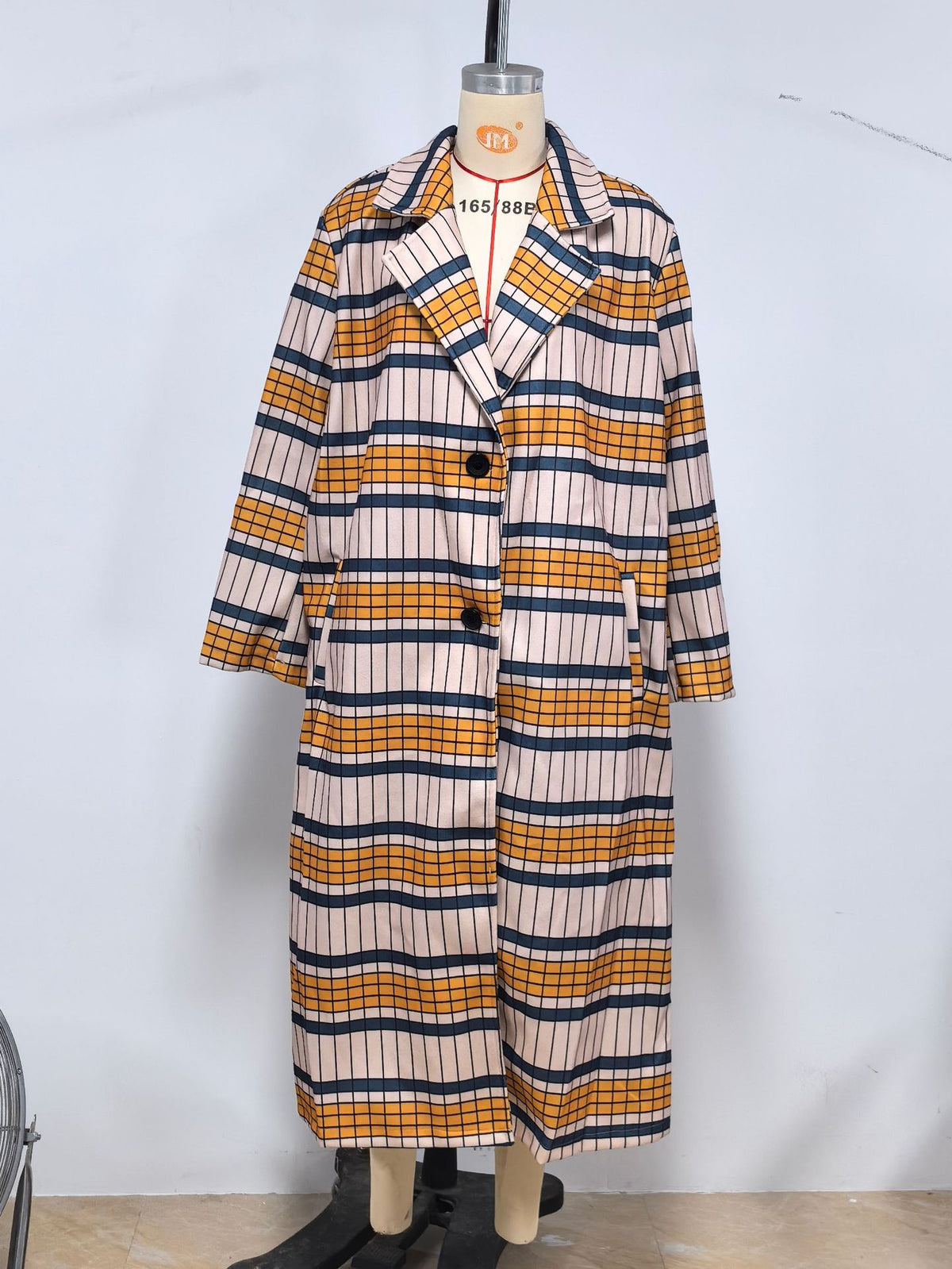 Women's Oversized Plaid Long Wool Blend Coat