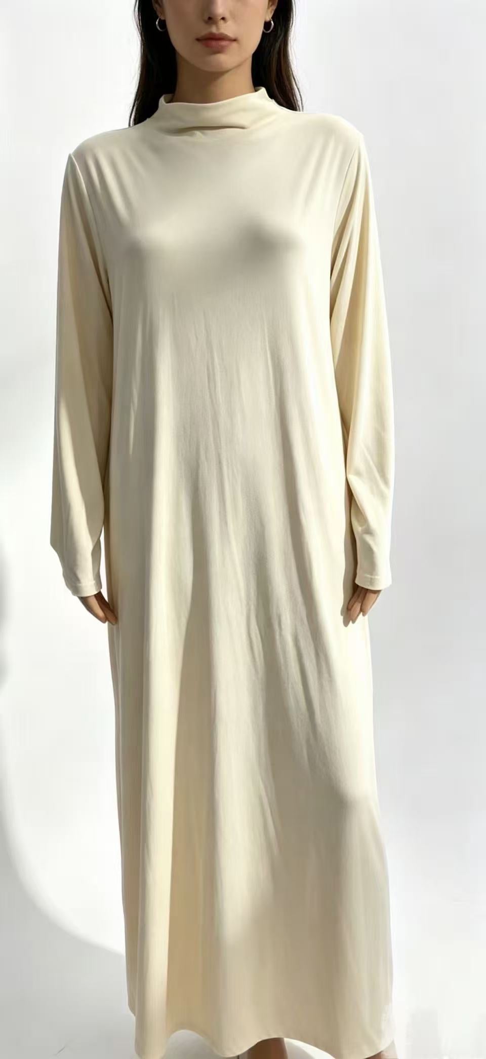 Women's Mock Neck Long Sleeve Knit Maxi Dress