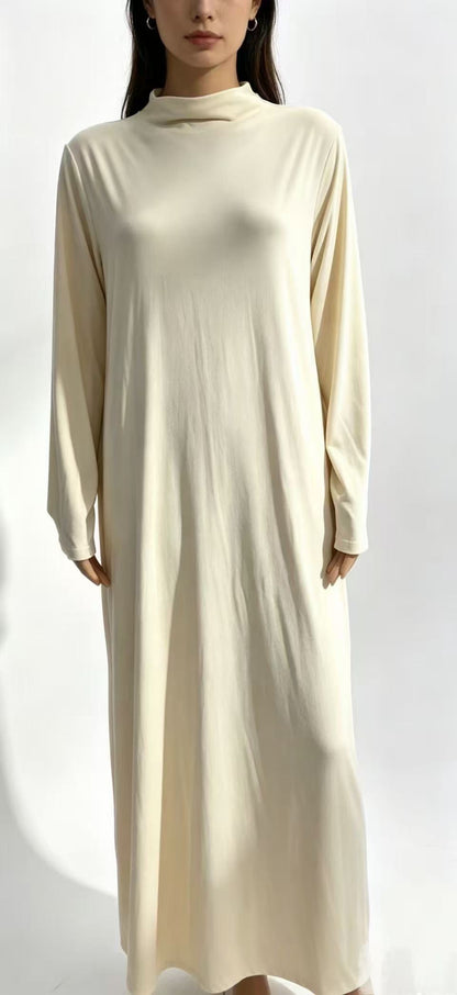 Women's Mock Neck Long Sleeve Knit Maxi Dress