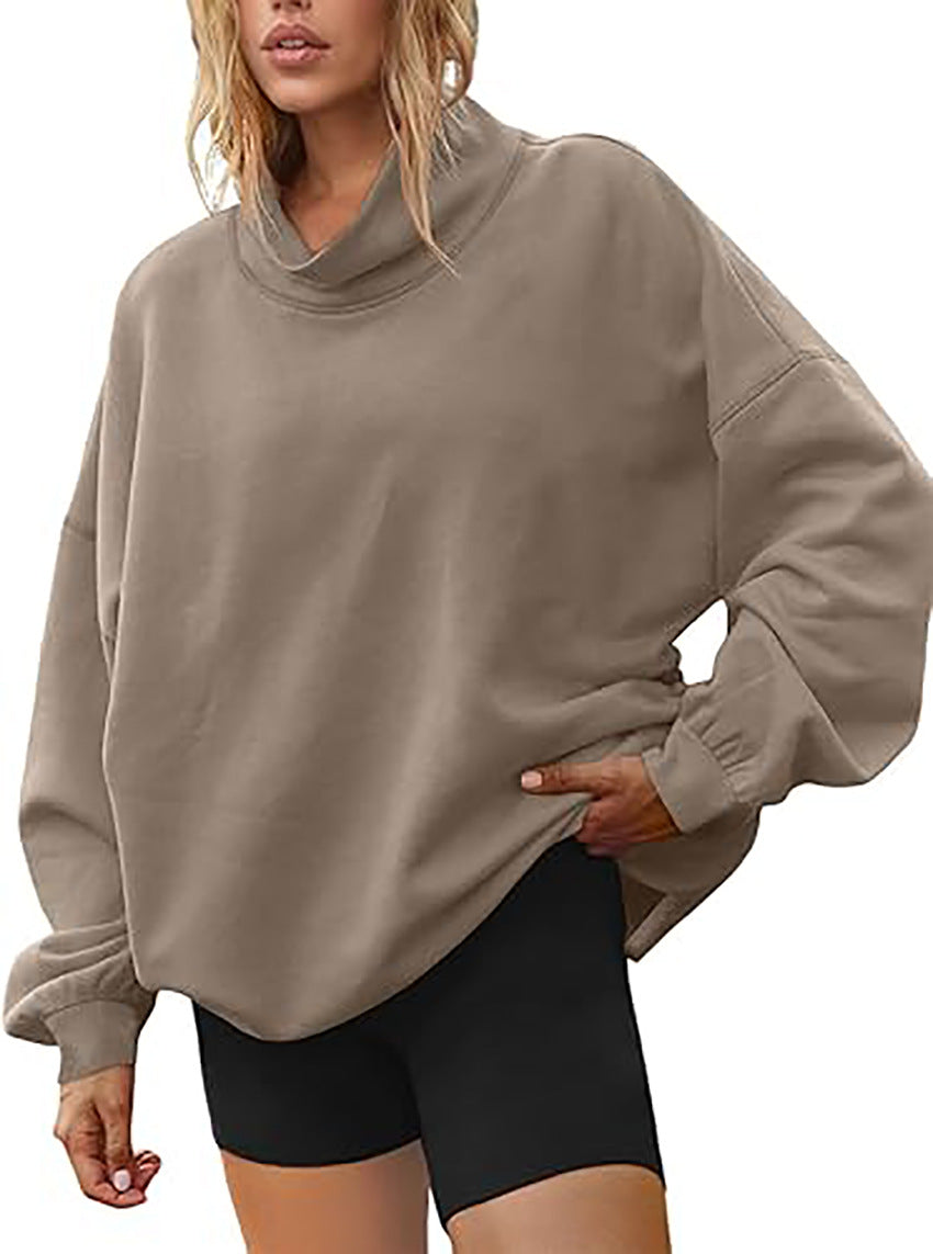 Women's Oversized Mock Neck Sweatshirt Casual Pullover