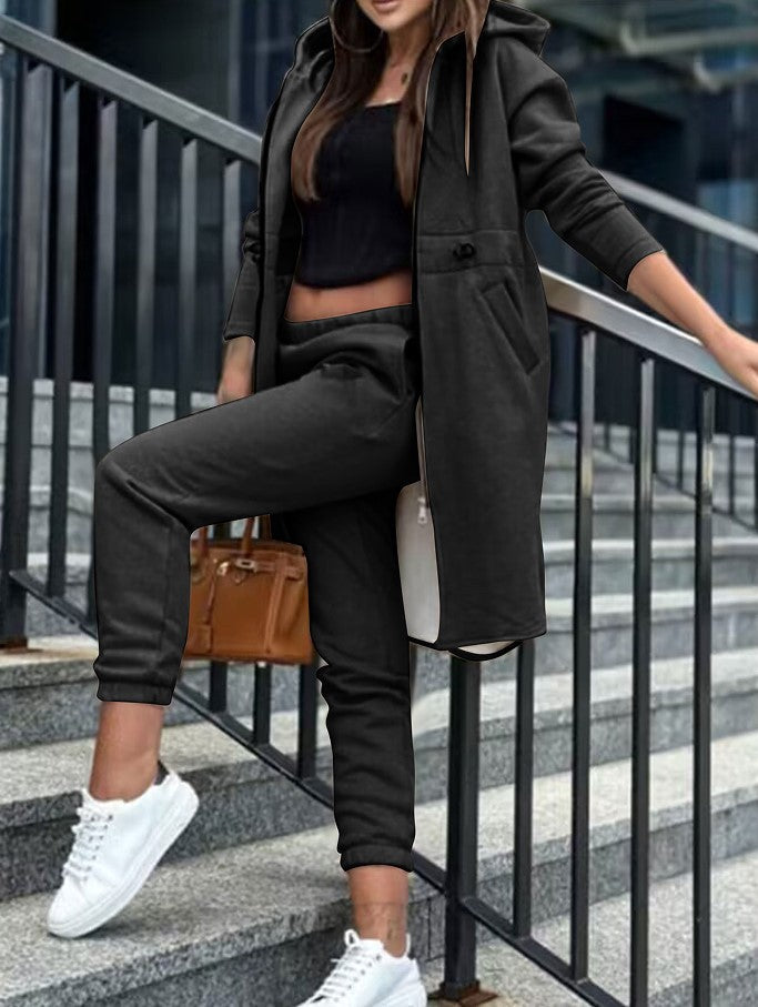 Women's 2-Piece Fleece Hoodie Jacket Joggers Set