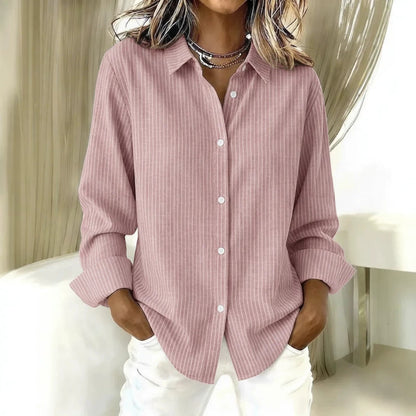 Striped Button Down Shirt Relaxed Long Sleeve Blouse
