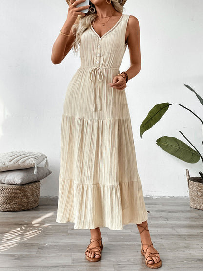 Women’s Sleeveless V-Neck Maxi Dress Summer Vacation