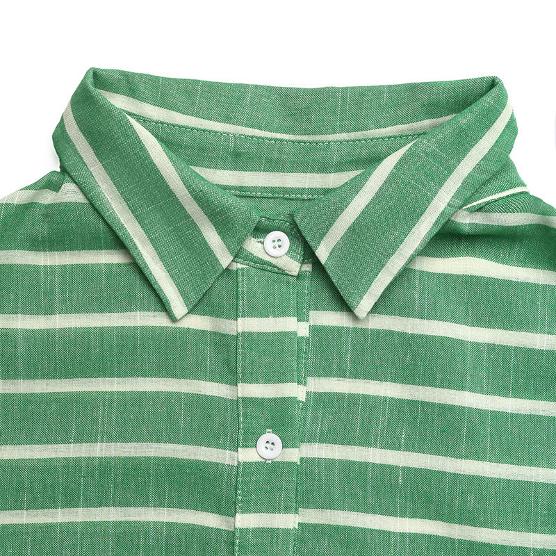 Striped Button Down Relaxed Long Sleeve Shirt