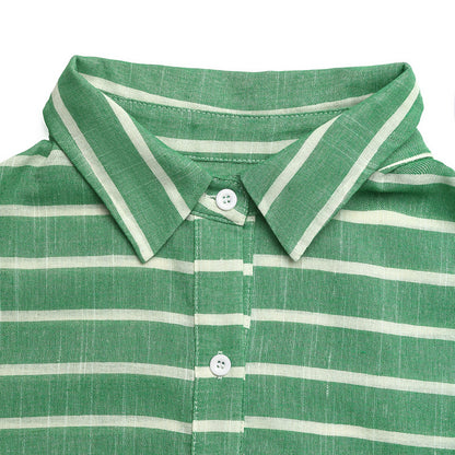 Striped Button Down Relaxed Long Sleeve Shirt