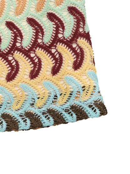 Boho Crochet Knit Mini Skirt Drawstring Bodycon Cover Up