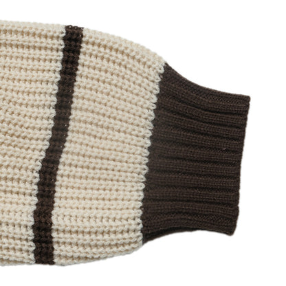 Striped Polo Sweater Contrast Trim Relaxed Fit