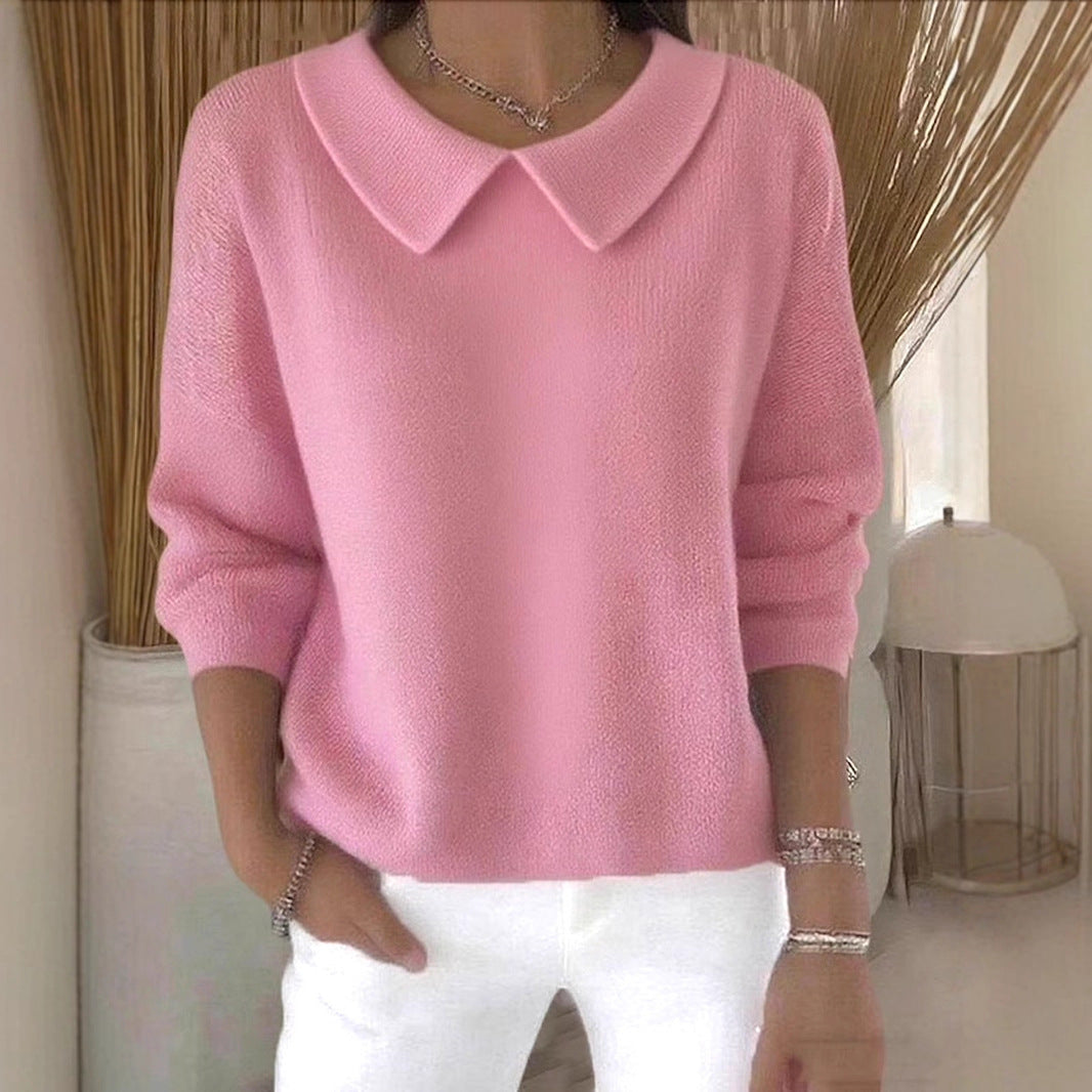 Women's Peter Pan Collar Long Sleeve Loose Casual Pullover