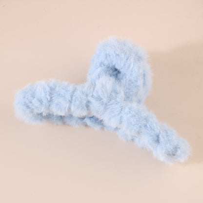 Fuzzy Large Hair Claw Clip for Thick Hair Winter Accessory