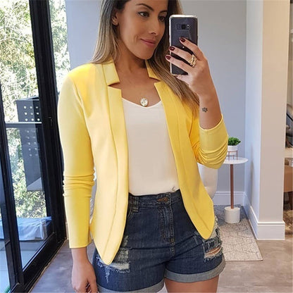 Women's Open Front Blazer Business Casual Work Office Jacket