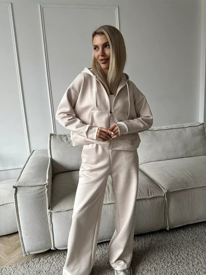 Women's Zip Up Hoodie Sweatpants Two Piece Set