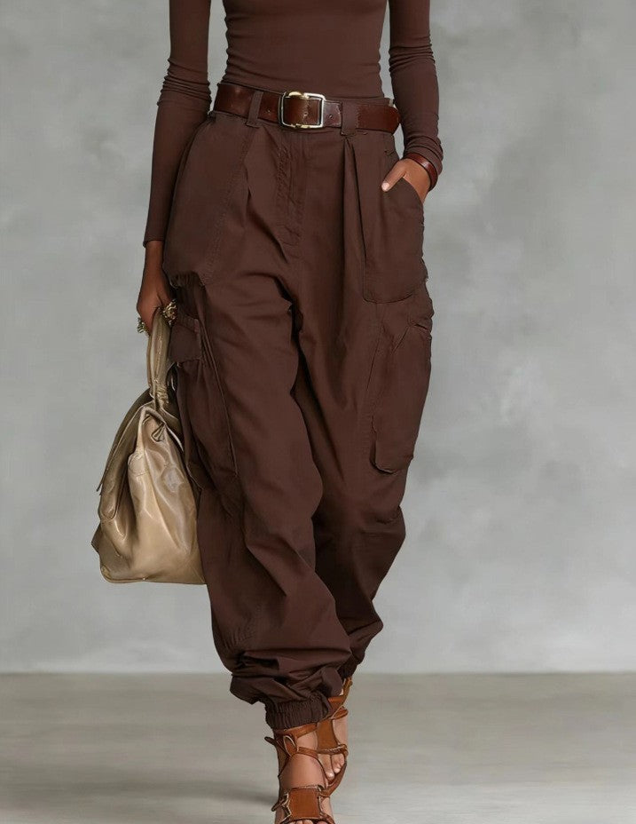 Women's Baggy Cargo Pants High Waisted Wide Leg Pockets