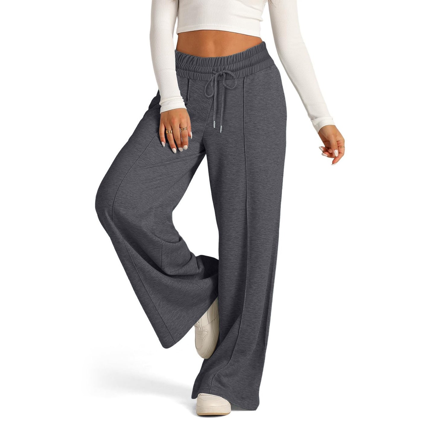 Women's High Waisted Wide Leg Drawstring Casual Pants