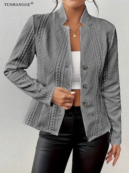 Women's Textured Button Front Blazer Jacket