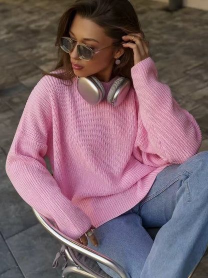 Women's Oversized Crewneck Chunky Knit Pullover Sweater