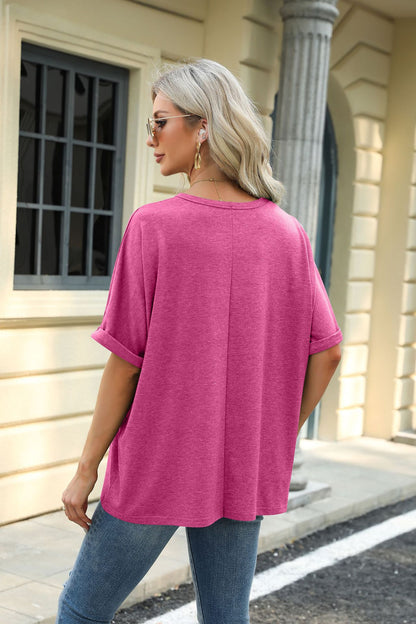 Loose Fit Crew Neck Short Sleeve Casual Basic Tee