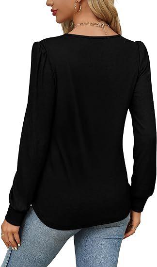 Solid Cotton Pintuck Blouse Long Sleeve Work Top
