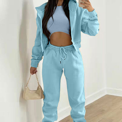 Women's 3 Piece Fleece Hoodie Sweatpants Lounge Set