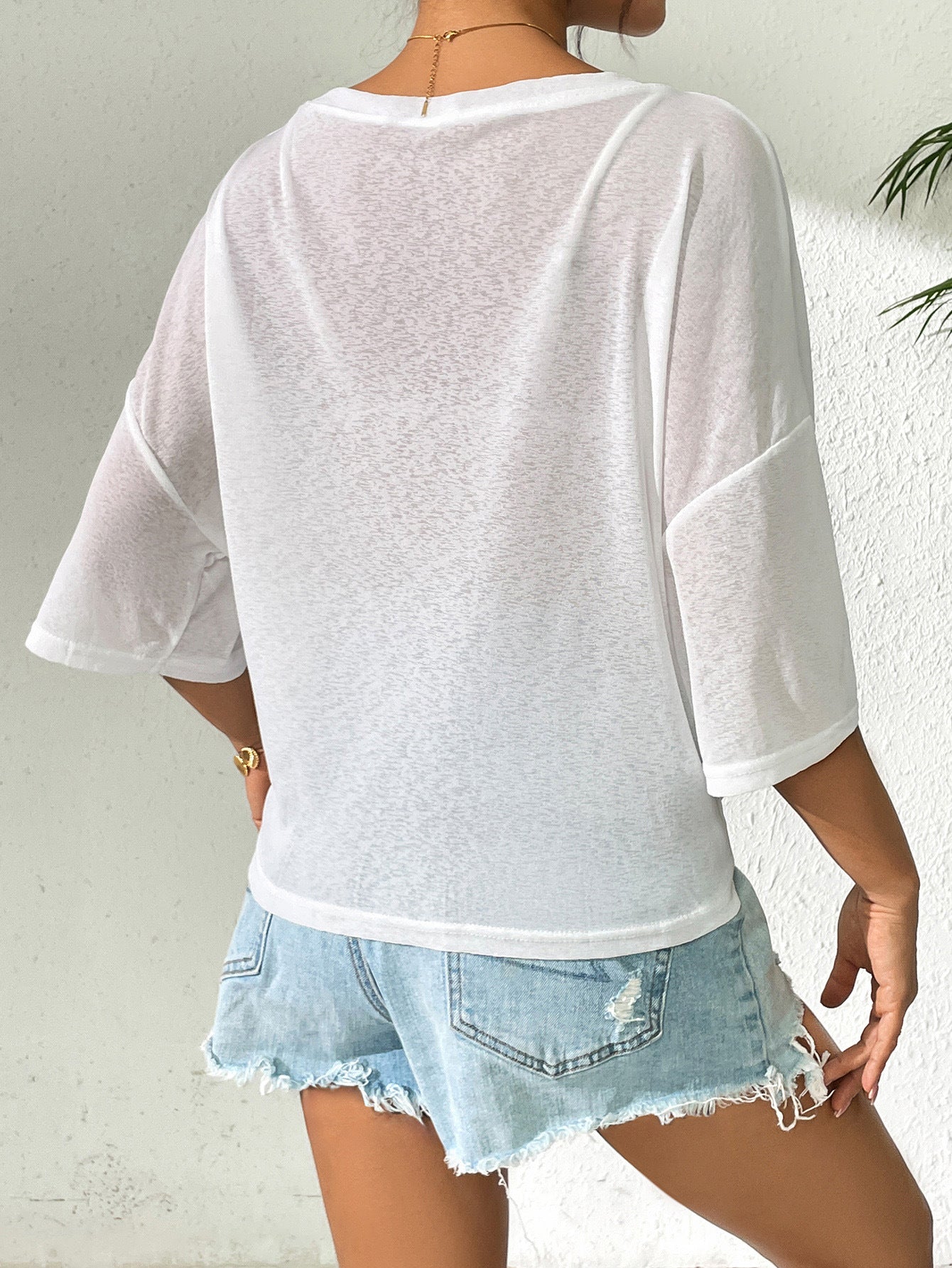 Sheer Off Shoulder Tie Front Beach Cover Up Top