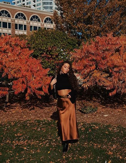 Women's Satin High-Waist Midi Skirt – Elegant Summer Slip Skirt