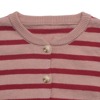 Striped Knit Cardigan Button Front Christmas Sweater
