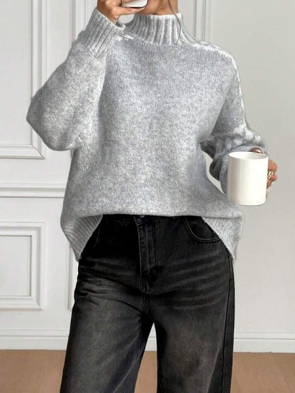 Women's Oversized Mock Neck Pullover Sweater