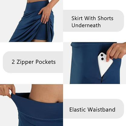 Women's High-Waisted A-Line Skirt with Pockets – Casual Sports Skirt