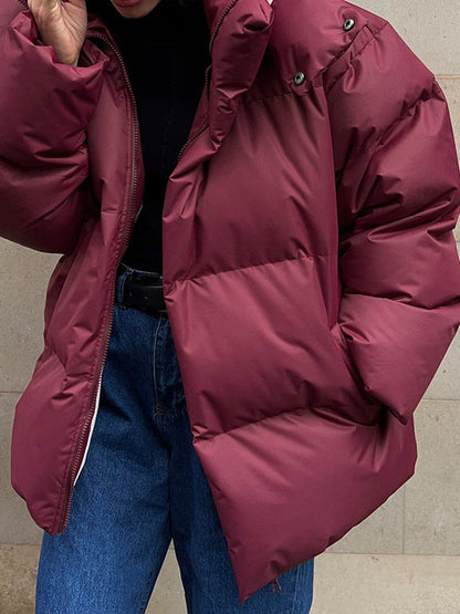 Women's Oversized Cropped Puffer Jacket Thick Winter Coat