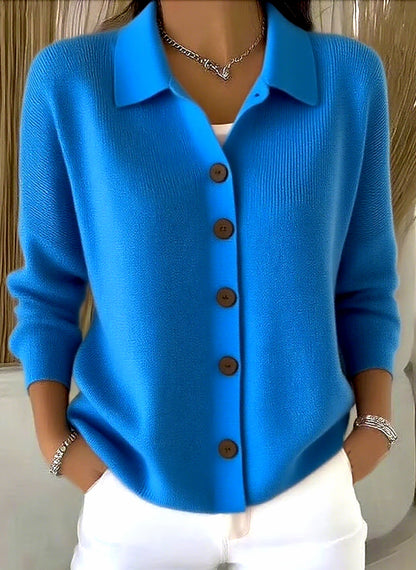 Women's Collared Button Down Knit Cardigan Sweater