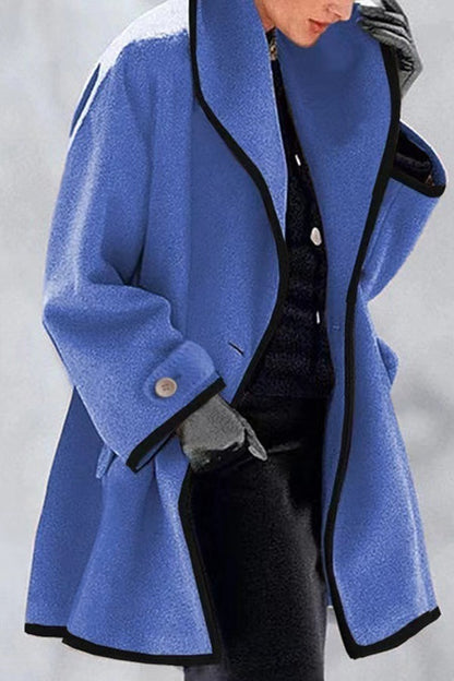 Women's Plus Size Winter Wool Coat Contrast Trim