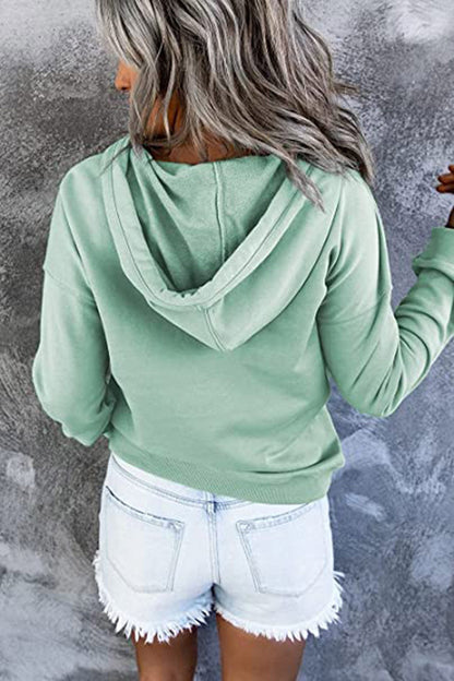 Women's Oversized Henley Hoodie Long Sleeve Pullover Top