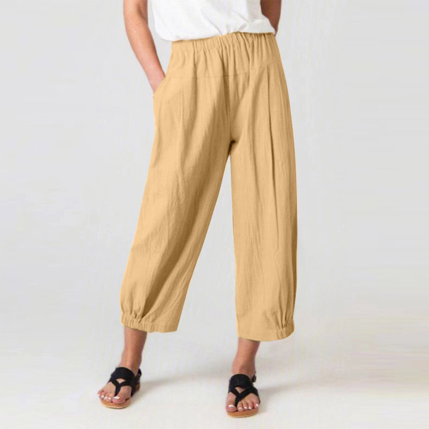 Plus Size Basic Women's Casual Pants, Wide Baggy Pants