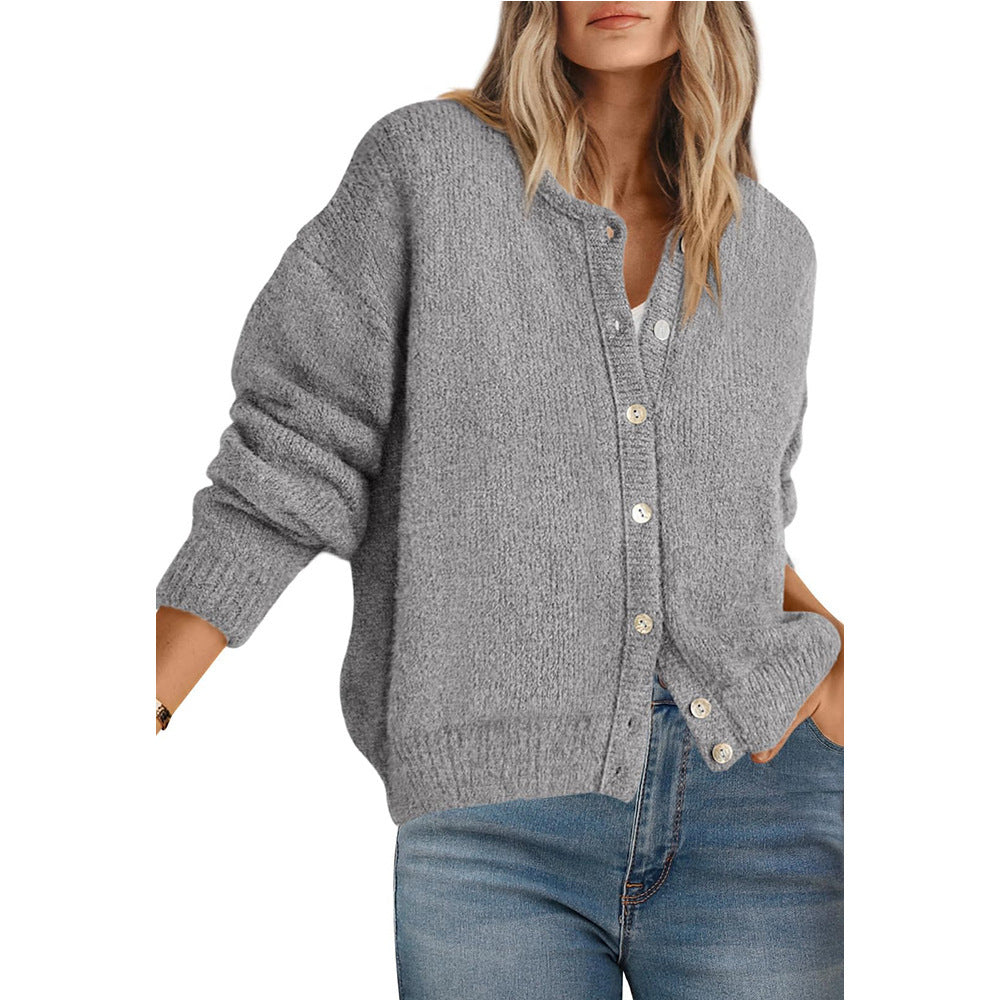 Womens Oversized Button Front Cardigan Knit Sweater