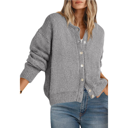 Womens Oversized Button Front Cardigan Knit Sweater