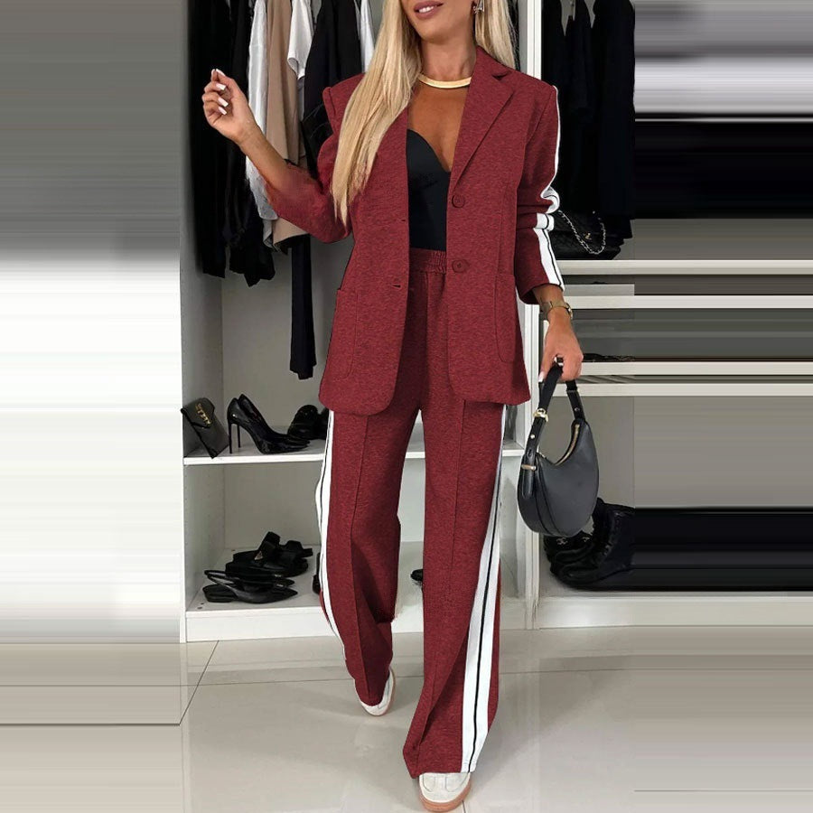 Women Casual Blazer Wide Leg Pants Matching Set