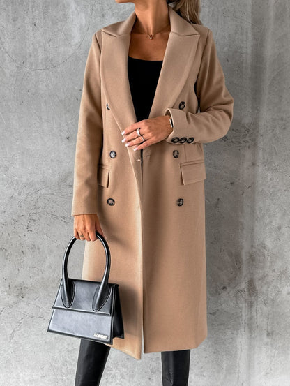 Women's Double Breasted Long Coat Fall Winter