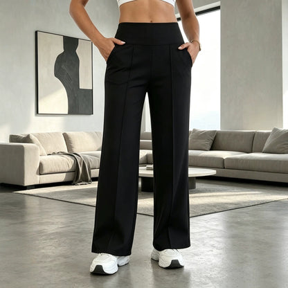 Women's High Waisted Stretch Wide Leg Pants with Pockets