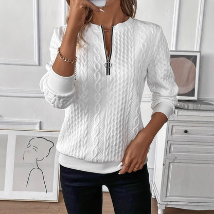 Women's Cable Knit Quarter Zip Pullover Sweatshirt