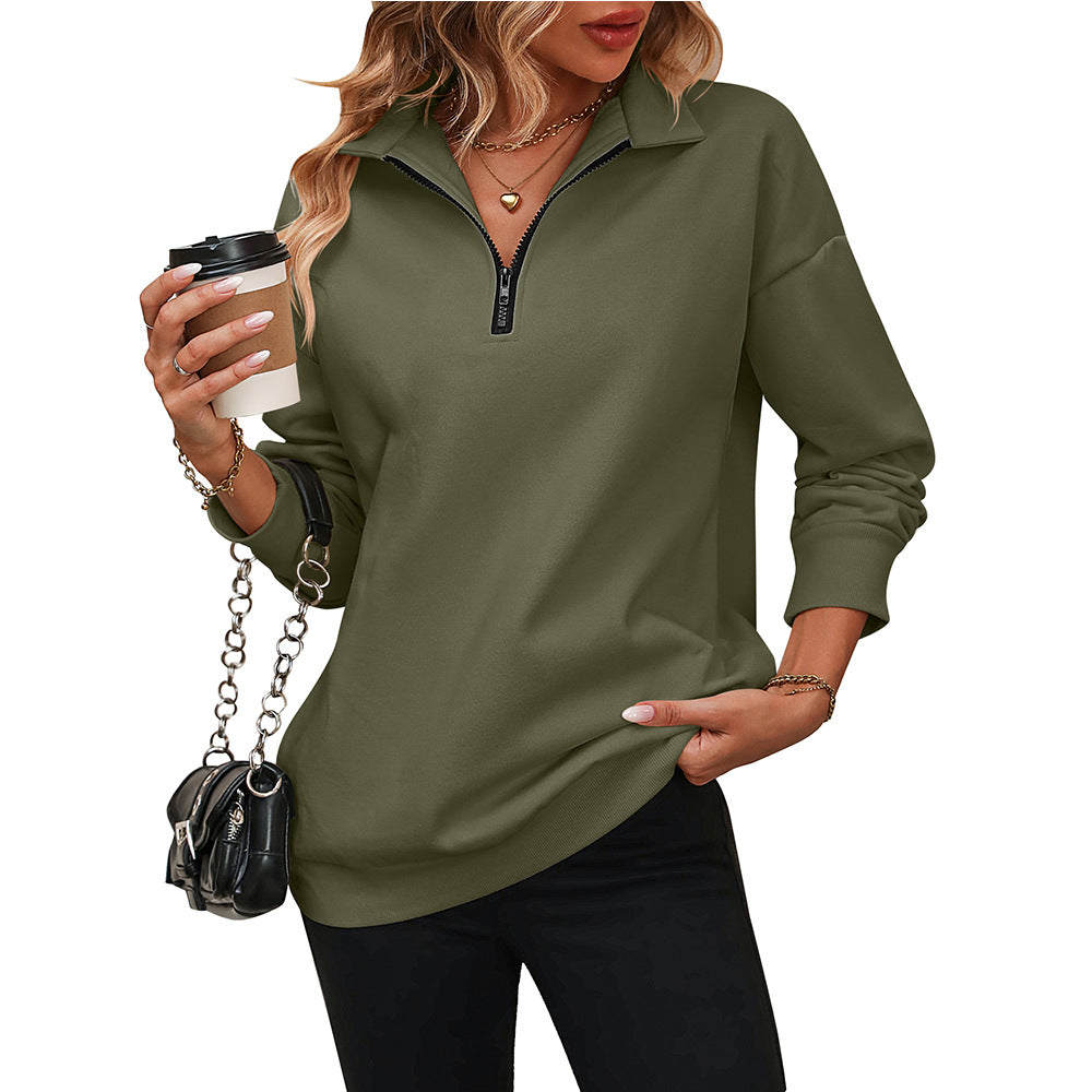 Long Sleeve Sweatshirt with Semi-Zipper