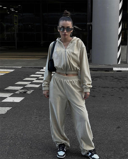 Women's 2 Piece Lounge Zip Hoodie Jogger Set