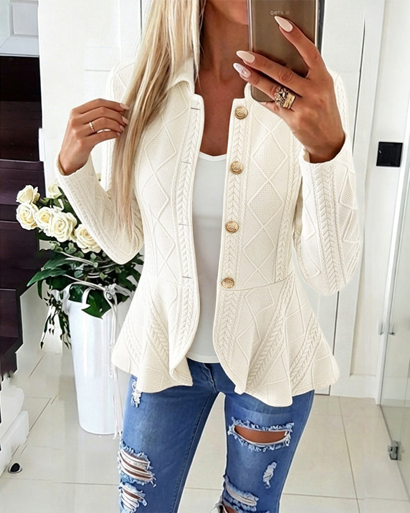 Women's Gold Button Diamond Knit Blazer
