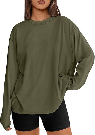 Women's Oversized Long Sleeve Crew Neck Boyfriend Tee