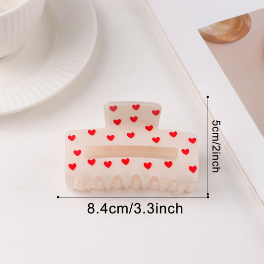 Heart Print Acrylic Hair Claw Clip Large Strong Hold