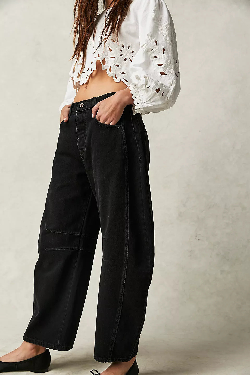 Washed Denim Wide Leg Jeans High Waist Loose Fit